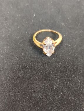 Gold Marquise-Cut Clear Stone Ring - Women Jewelry